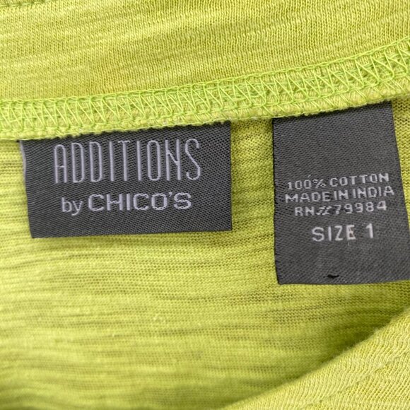 Chicos Top Womens 1 US Medium Green Roll Tab Long Sleeve Ruched Collar Pullover* - Picture 7 of 11